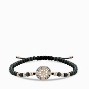 bracciale timone in oro rosa con ematite e diamanti