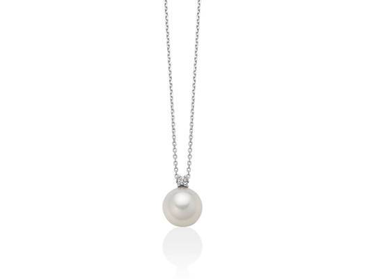 Collier in Oro Bianco con Diamante e Perla