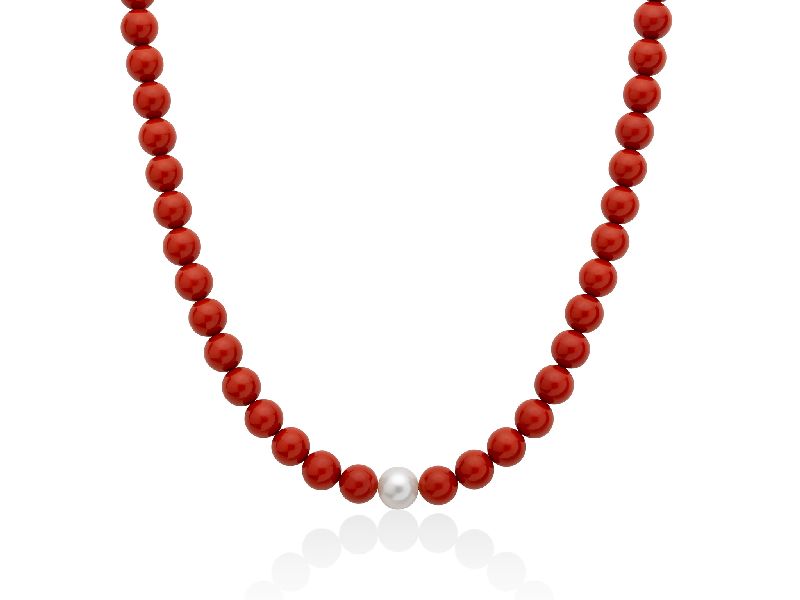 Collana di corallo con perle