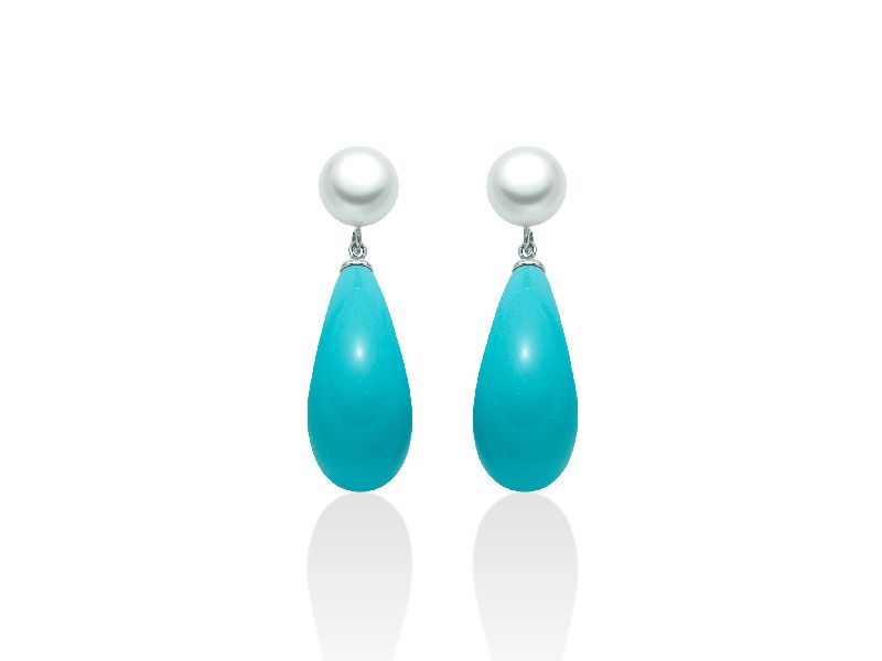 Orecchini bottone corallo turchese