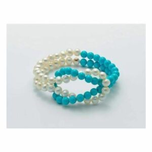 Bracciale TERRA E MARE perle azzurre e bianche