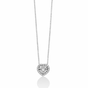 Collana Cuore Oro Bianco 18kt e Diamanti