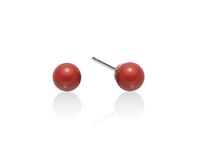 Orecchini corallo rosso - mm. 7