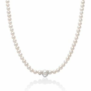 Collana di perle Oriente e centrale in oro e diamante con movimento a spirale