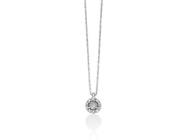 Collana con pendente fantasia di diamanti in oro bianco