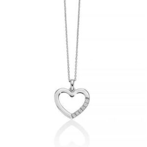 Collier In Diamanti in oro bianco cuore e diamanti