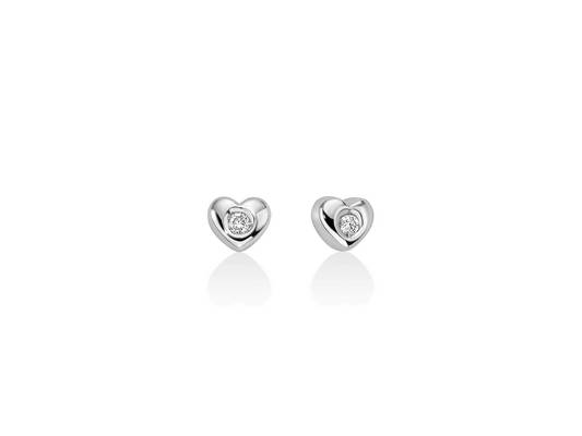 Orecchini in oro bianco cuore e diamanti