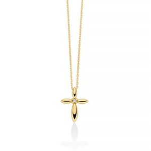 Collana con Diamanti in oro giallo - croce e diamante