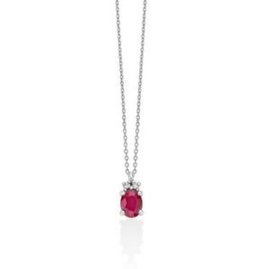 Collana con Gemme Rubino in oro bianco diamanti