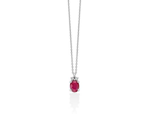 Collana con Gemme Rubino in oro bianco diamanti