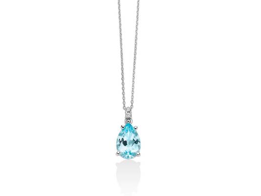 Collana in Oro Bianco Topazio Azzurro
