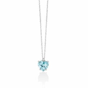 Collana con Gemma del Cielo a cuore e diamante in oro bianco 375