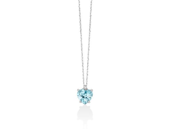 Collana con Gemma del Cielo a cuore e diamante in oro bianco 375