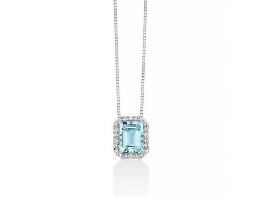 Collier In Diamanti e oro bianco - Acquamarina