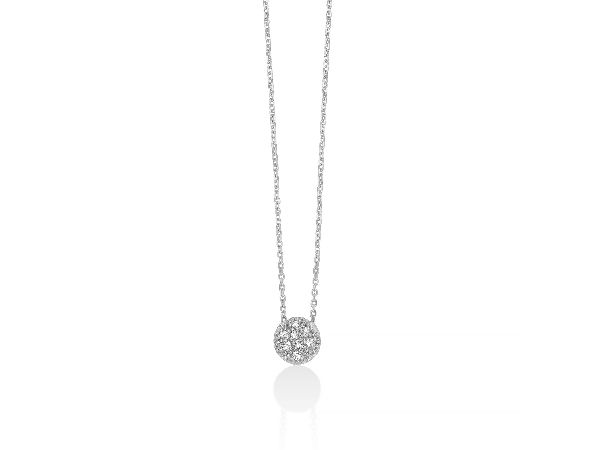 Collana a cerchio con pavé di diamanti in oro bianco 375