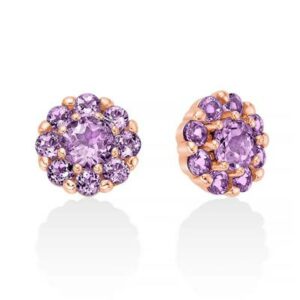 Orecchini in argento dorato e Ametista a fiore