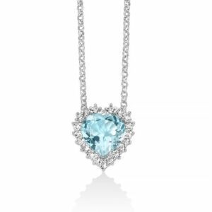 Collana con Gemma del Cielo a cuore grande e topazi bianchi in argento