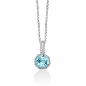 Collana in argento 925 con pendente topazio azzurro e topazi bianchi
