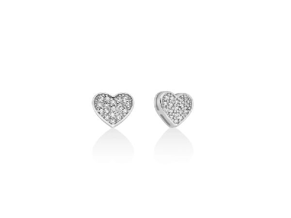 Orecchini a cuore oro bianco e diamanti