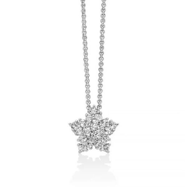 Collana Unica Neve con pendente stella di topazi bianchi e argento