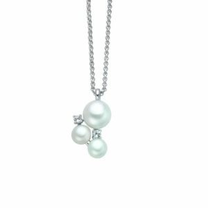 Collana in Argento 925 con Perle Vere e Topazi Bianchi