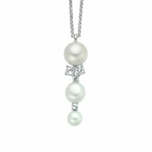 Collana in Argento 925 con Perle Vere e Topazi Bianchi