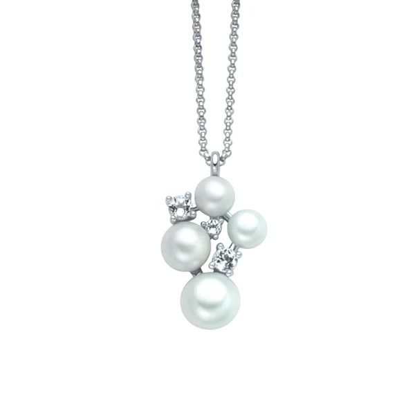 Collana in Argento 925 con Perle Vere e Topazi Bianchi