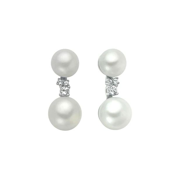 Orecchini in Argento 925 con Perle Vere e Topazi Bianchi