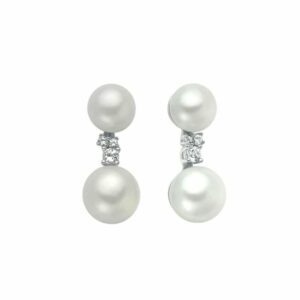 Orecchini in Argento 925 con Perle Vere e Topazi Bianchi