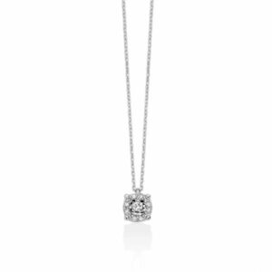 Collier in Oro Bianco 375 con Diamanti &ndash; Pendente