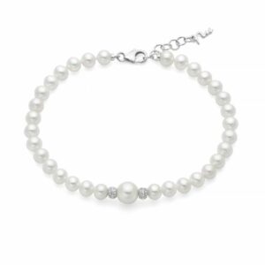 Bracciale di perle con topazio bianco