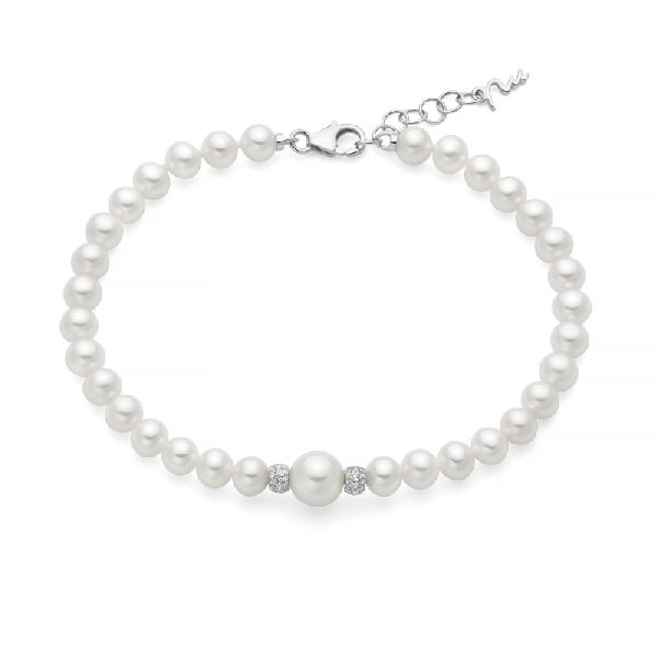 Bracciale di perle con topazio bianco
