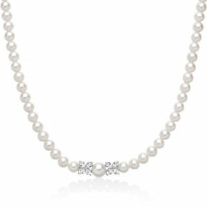 Collana Pepite di perle con elementi in argento e diamanti