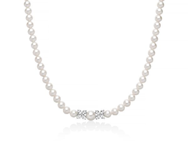 Collana Pepite di perle con elementi in argento e diamanti
