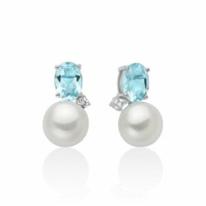 Orecchini a lobo Celestia con perle Oriente e Gemma del Cielo