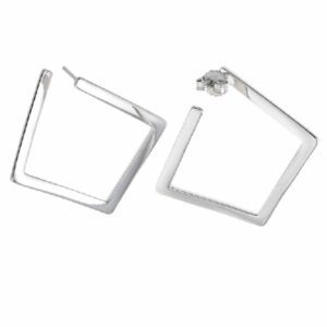Orecchini in argento 925 rodiato quadrati irregolari lisci