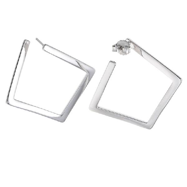 Orecchini in argento 925 rodiato quadrati irregolari lisci