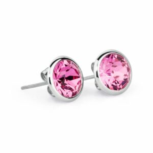 Orecchini a lobo di forma rotonda della linea Brosway Collezione E-Tring in acciaio 316L con finitura in galvanica bianco e cristalli Swarovski Elements