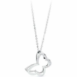 Collana FRAME acciaio con farfalla e cristalli crystal