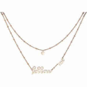 Collana SCRIPT in acciaio a 2 fili in pvd oro rosa