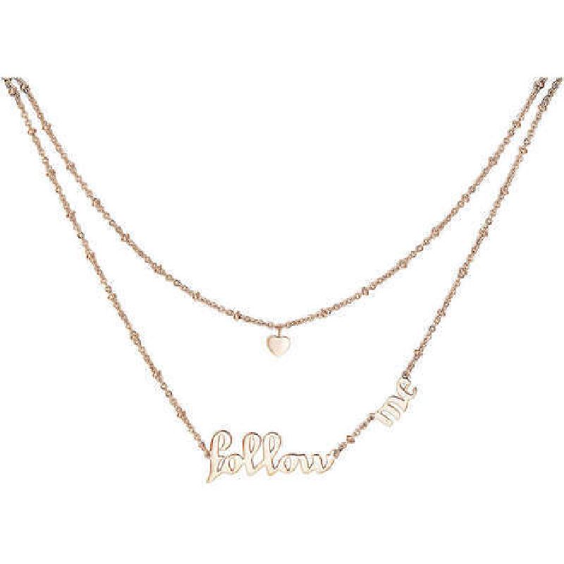 Collana SCRIPT in acciaio a 2 fili in pvd oro rosa