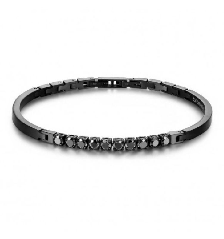 Braccialetto da uomo realizzato in acciaio anallergico nero. Centrale con zirconi neri.
Ha lunghezza massima di 20,5 cm e chiusura con maglie rimovibili.