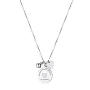 Collana in acciaio 316L con pendente con cuore e cristalli.