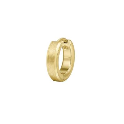 Orecchino singolo a cerchio in acciaio 316L e finitura pvd oro 14K.