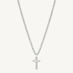 Collana INK in acciaio, pendente croce.