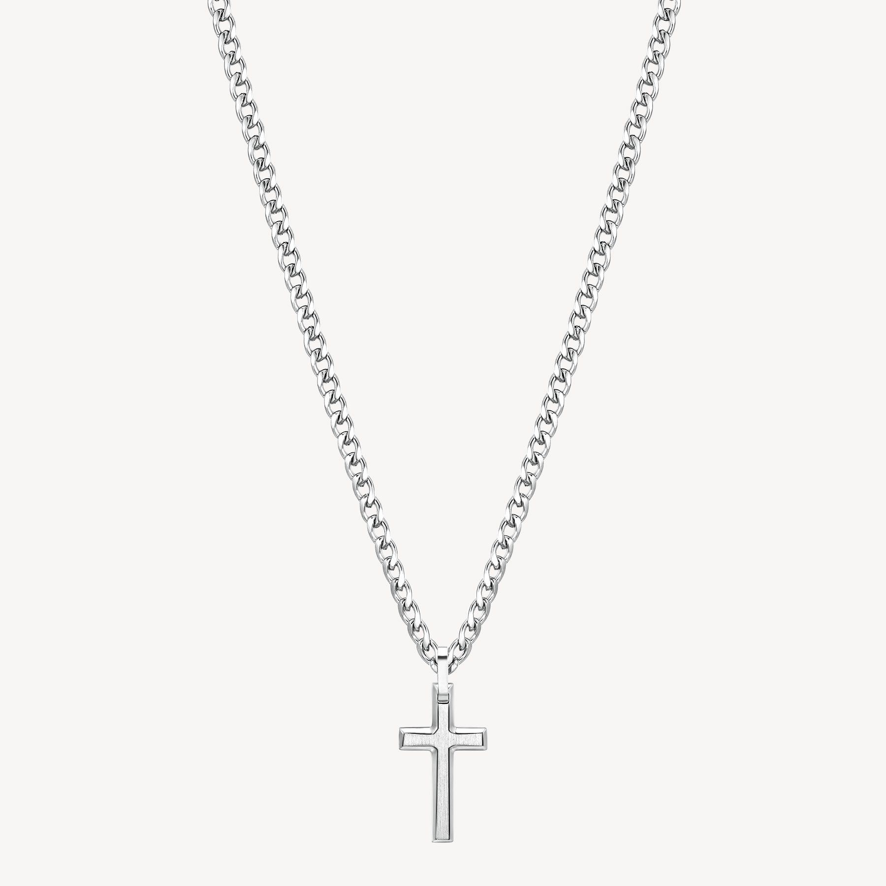 Collana INK in acciaio, pendente croce.