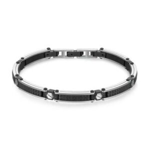 Bracciale semirigido in acciaio 316L lucido e finitura pvd colore nero satinato.