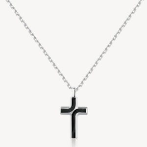 Collana BACKLINER in acciaio e smalto nero