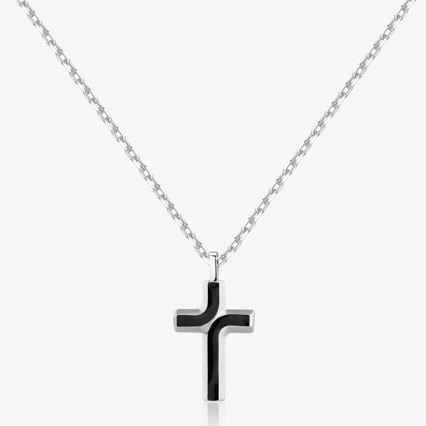 Collana BACKLINER in acciaio e smalto nero