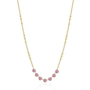 Collana girocollo in acciaio 316L e finitura pvd oro 14K con cristalli colore light amethyst.